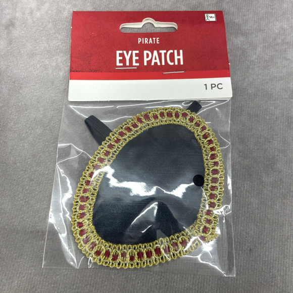 NWT Pirate Adult Costume Lot Red Blouse Mini Tricorn Hat Eye Patch Jewelry Set - Picture 9 of 12